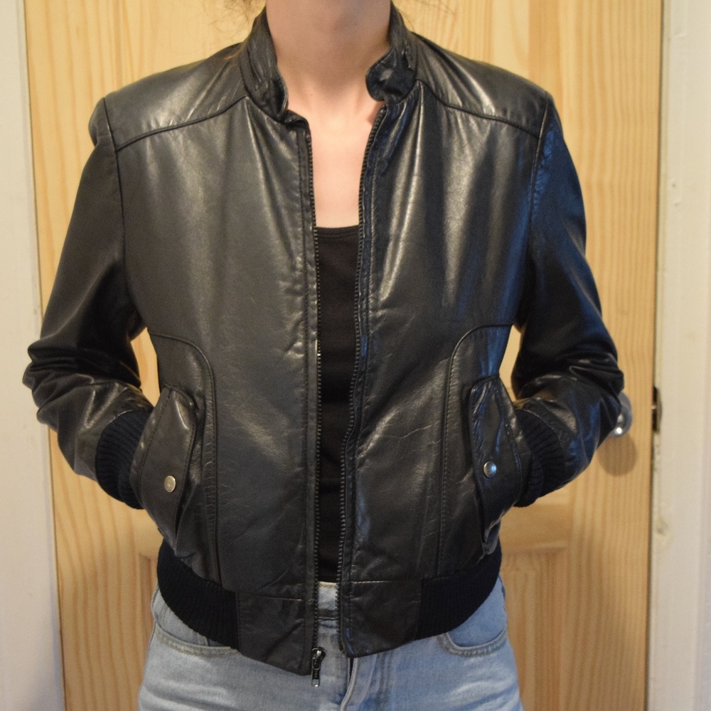 Vintage Leather Bomber Jacket Small/Medium